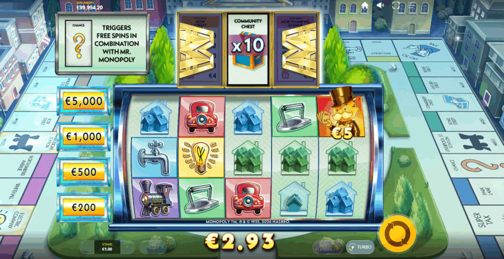 The Community Chest Card Reveals 1 of 3 Modifiers