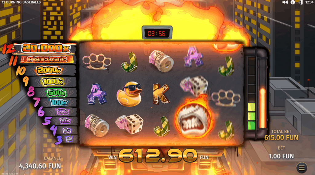 12 Burning Baseballs Blazing Train Bonus