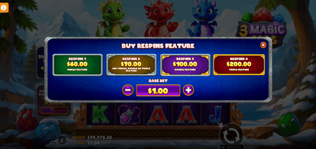 3 Magic Eggs Ante Bet & Bonus Buy Options