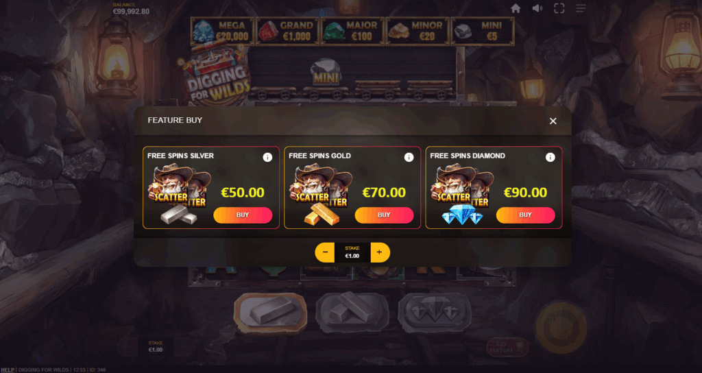 Digging For Wilds Bonus Buy Options