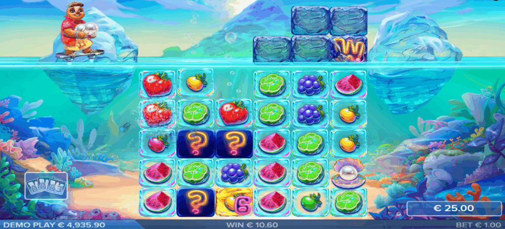 Feature Symbols, Ice Cubes, & Wilds Drop From the Cool Reel, Filling all Empty Cell Positions