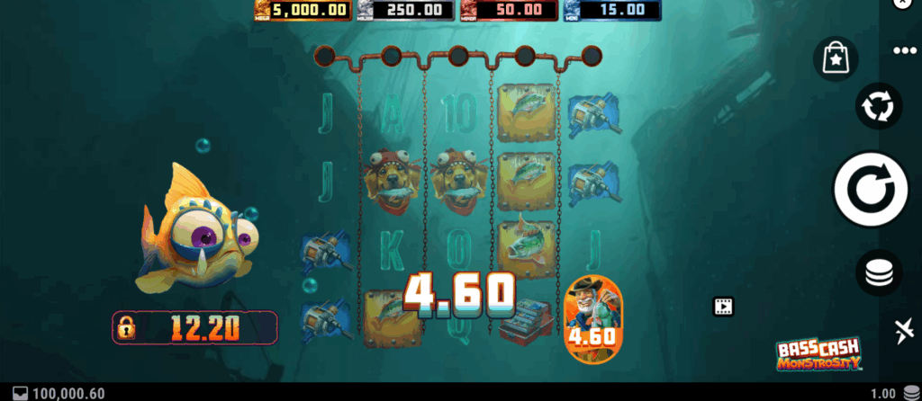 Fisherman Symbols Gather the Values of all Cash & Jackpot Prizes on the Reels