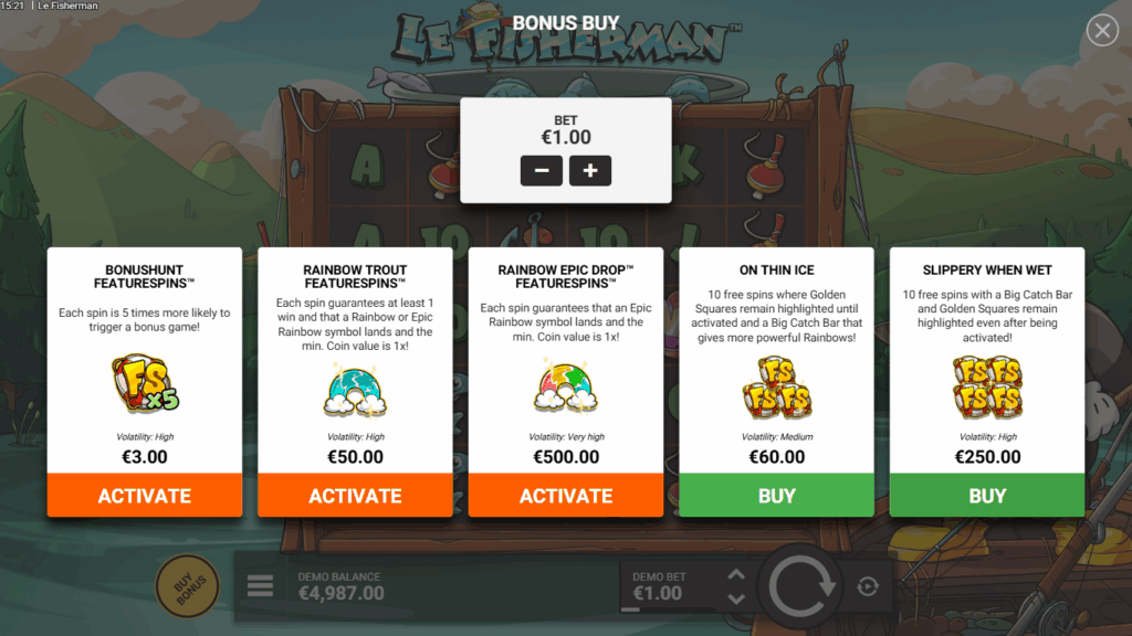 Le Fisherman Featurespins & Bonus Buy Options