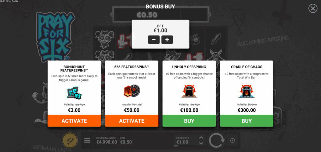 Pray For Six Featurespins & Bonus Buy Options