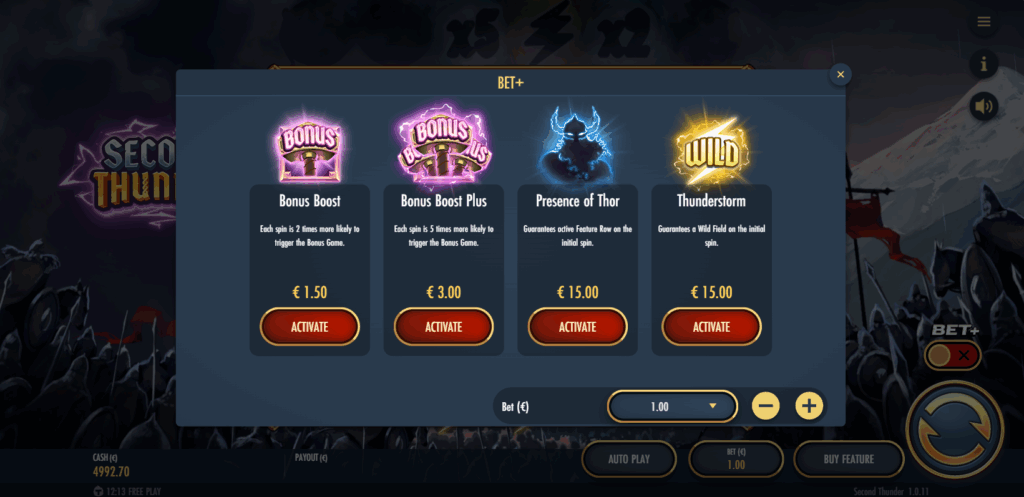 Second Thunder Bet+ & Bonus Buy Options