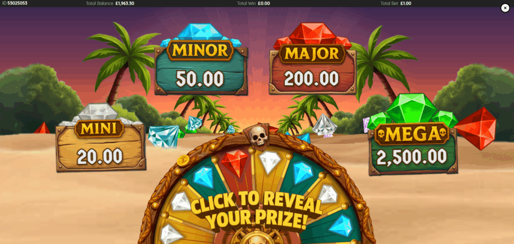 The Prize Wheel Awards 1 of 4 Jackpots Between 20x and 2,500x Your Bet