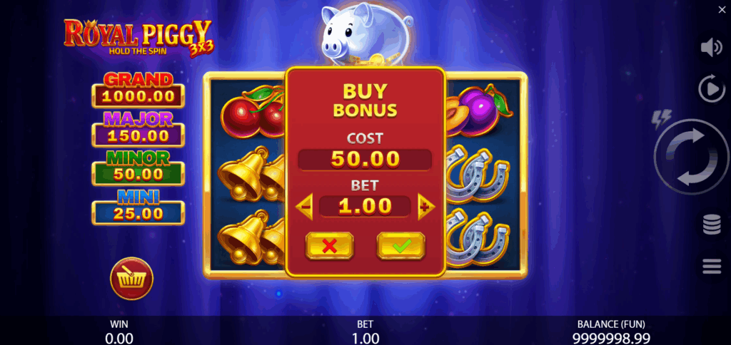 3x3 Royal Piggy Hold the Spin Bonus Buy Options
