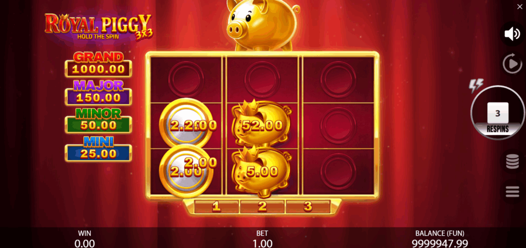 3x3 Royal Piggy Hold the Spin Bonus Game