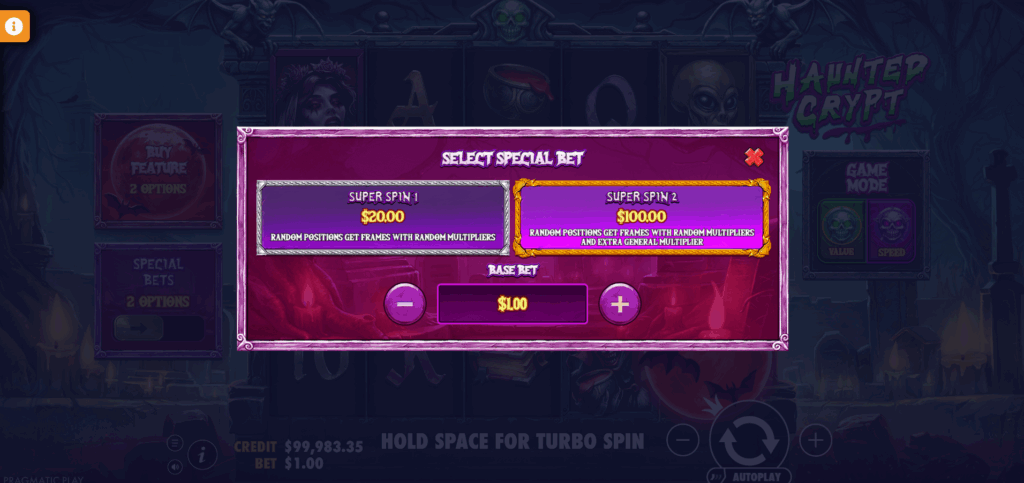 Haunted Crypt Special Bet & Bonus Buy Options