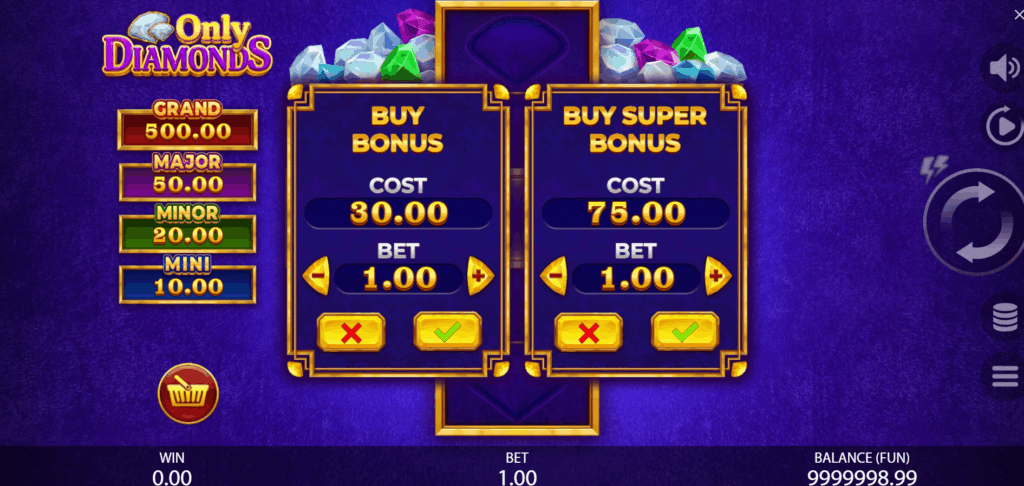 Only Diamonds Bonus Buy Options
