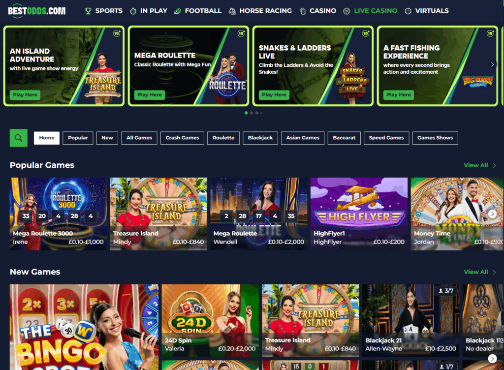 best odds live casino