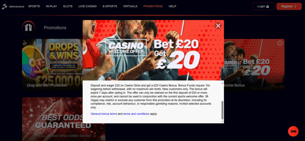 36Vegas Casino Welcome Offer