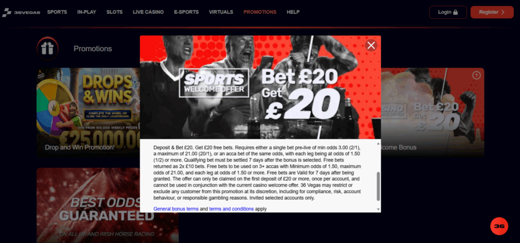 36Vegas Sports Welcome Offer