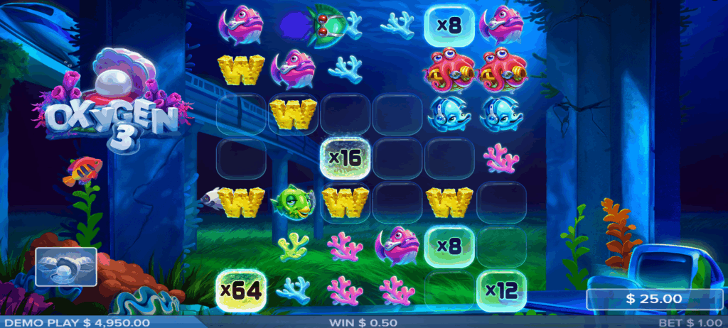 Clam Symbols Triggers 1 of 3 Features Randomly in the Base Game & Free Spins Mode