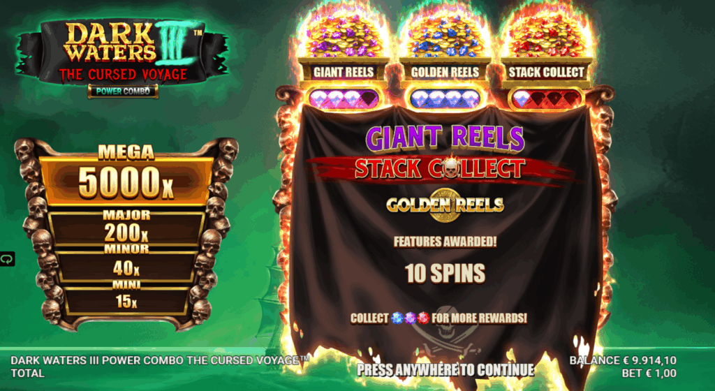 Dark Waters 3 Power Combo The Cursed Voyage Free Spins Splash Screen
