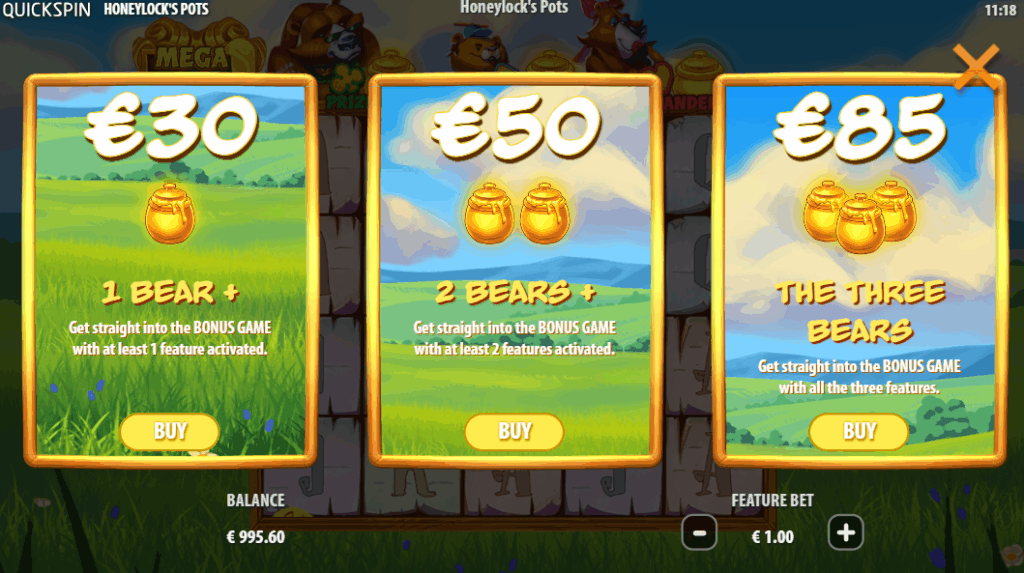 Honeylock's Pots Extra Bet & Bonus Buy Options