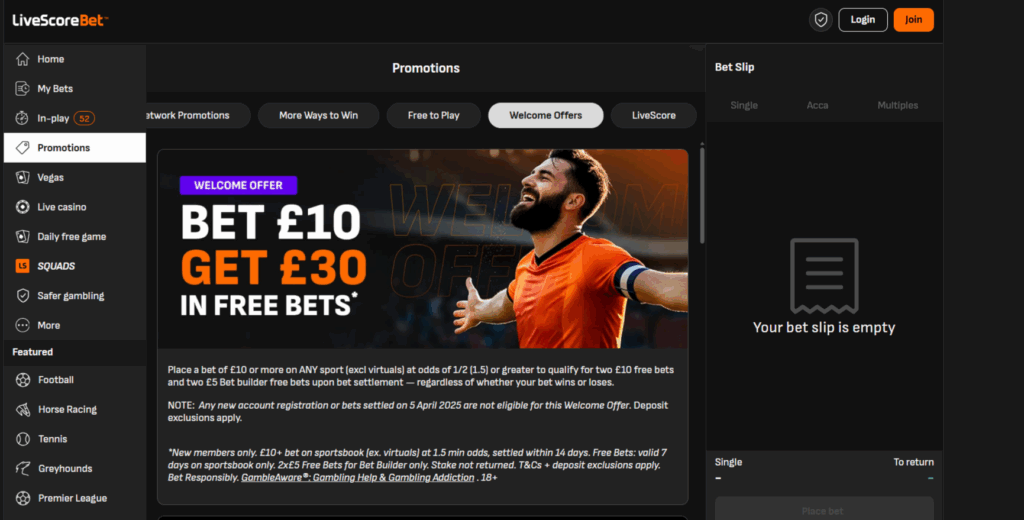 LiveScore Bet Promotions Page