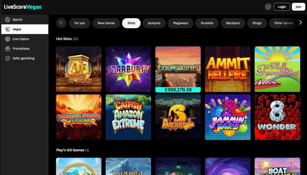 LiveScore Slots Page