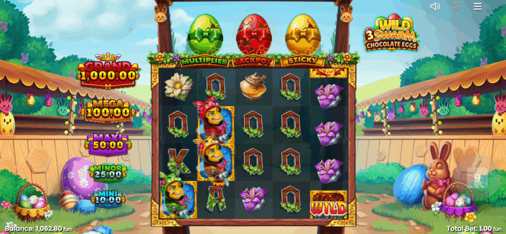 Collectable Bees are Added to Their Respective Eggs Above the Reels for a Chance to Trigger a Free Spins Mode