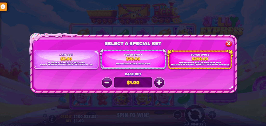 Jelly Express Ante Bet & Bonus Buy Options