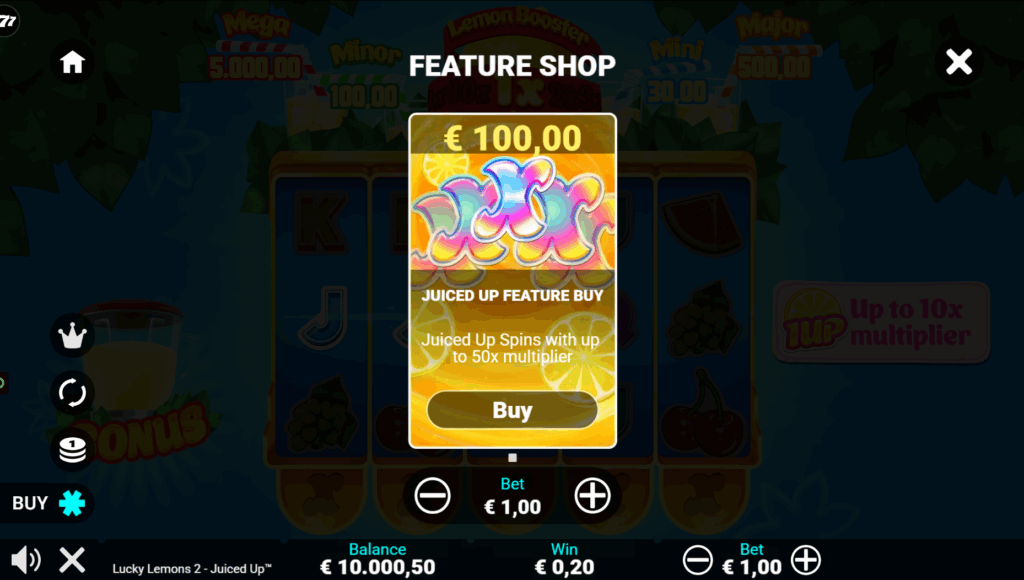 Lucky Lemons 2 Juiced Up Bonus Buy Options