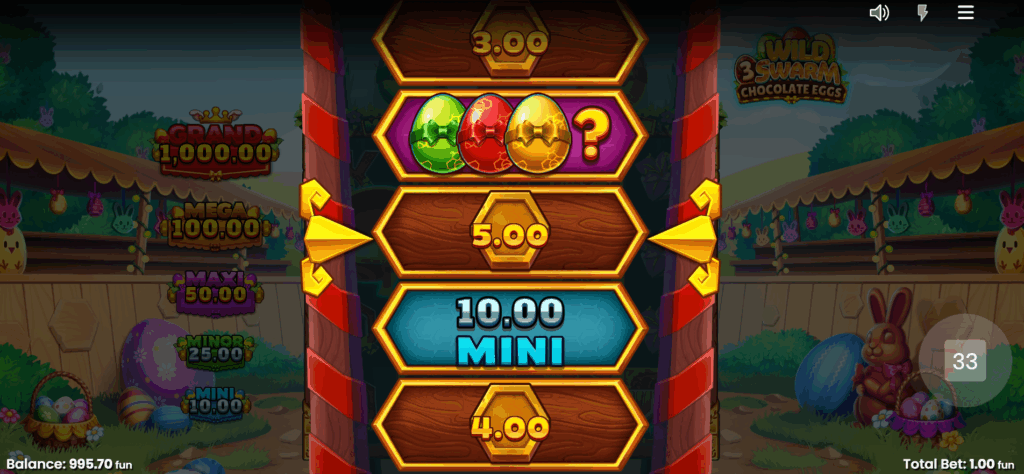 Wild Swarm 3 Chocolate Eggs Wheel Feature