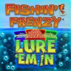 Fishin' Frenzy Lure 'Em In slot game logo
