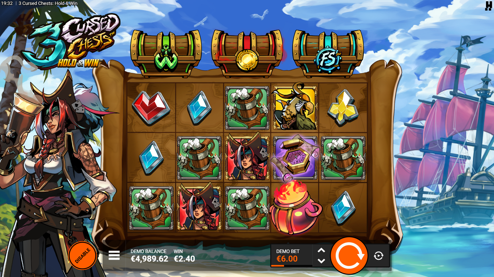 Cursed FS FeatureSpins bonus sequence with free spin symbols and Dead symbols