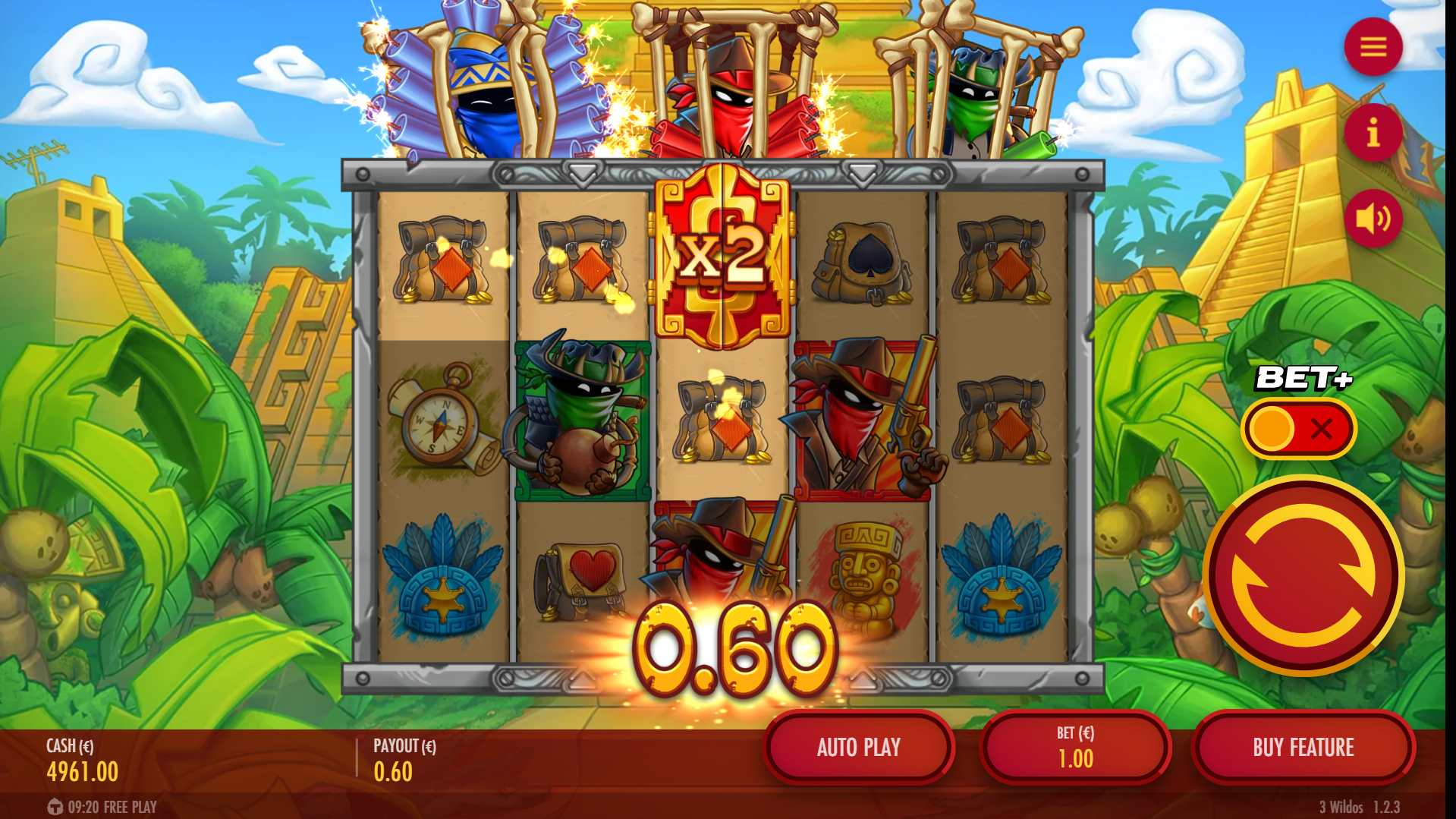 3 Wildos multiplier wild symbols on the reels