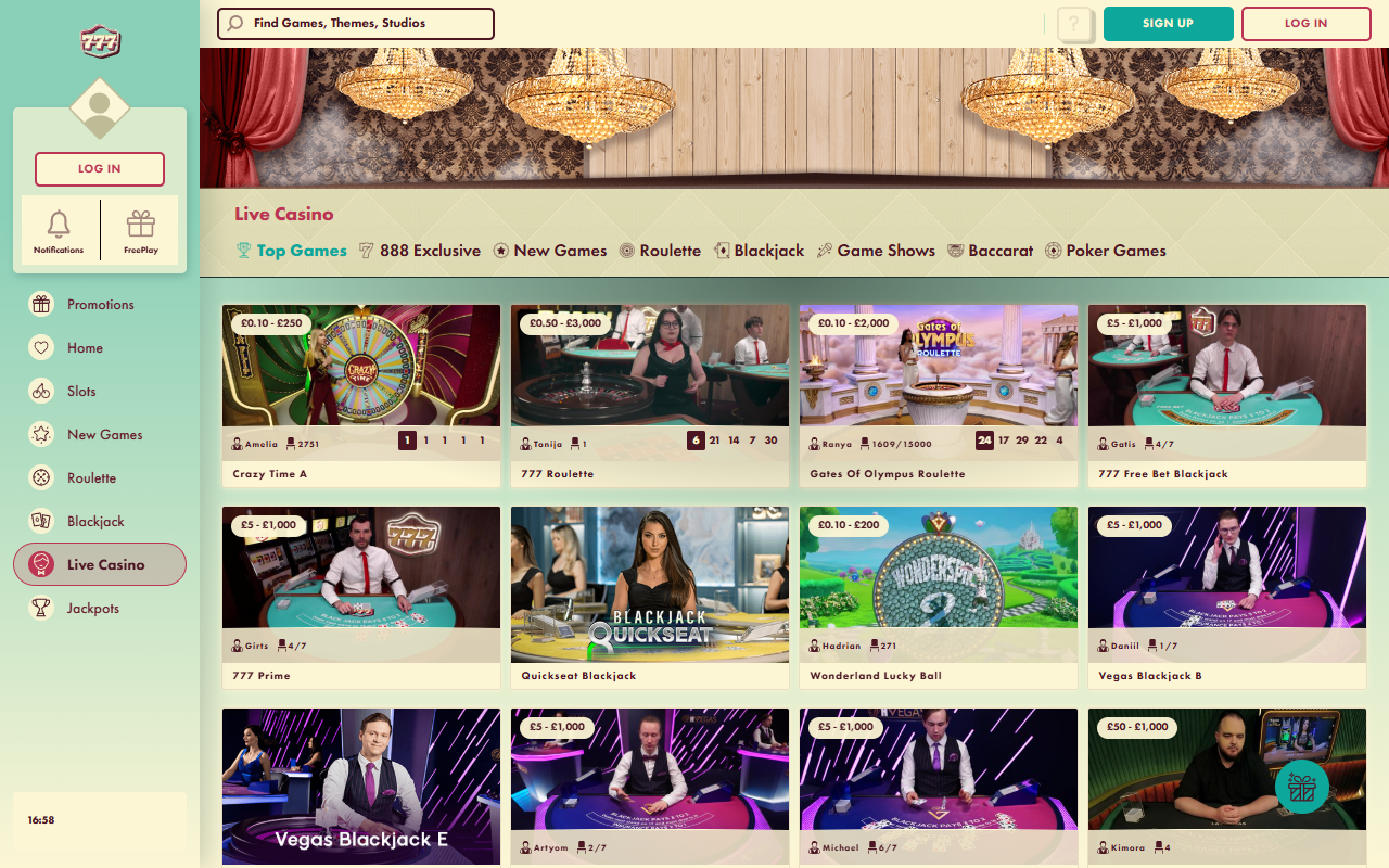 777 Casino live screenshot