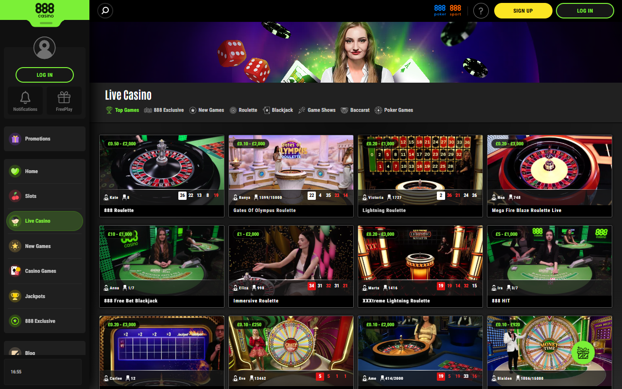 888 Casino live screenshot