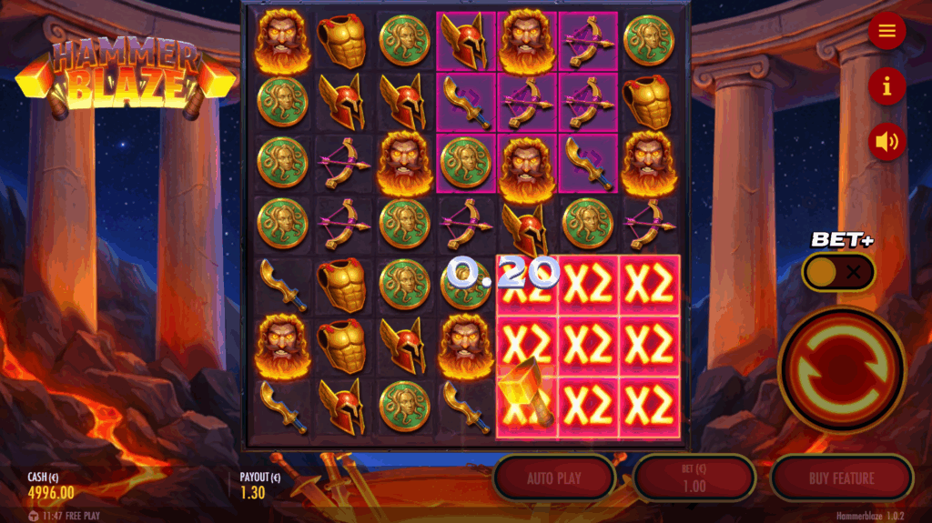 Hammerblaze Exploding Wilds & Multiplier Grid