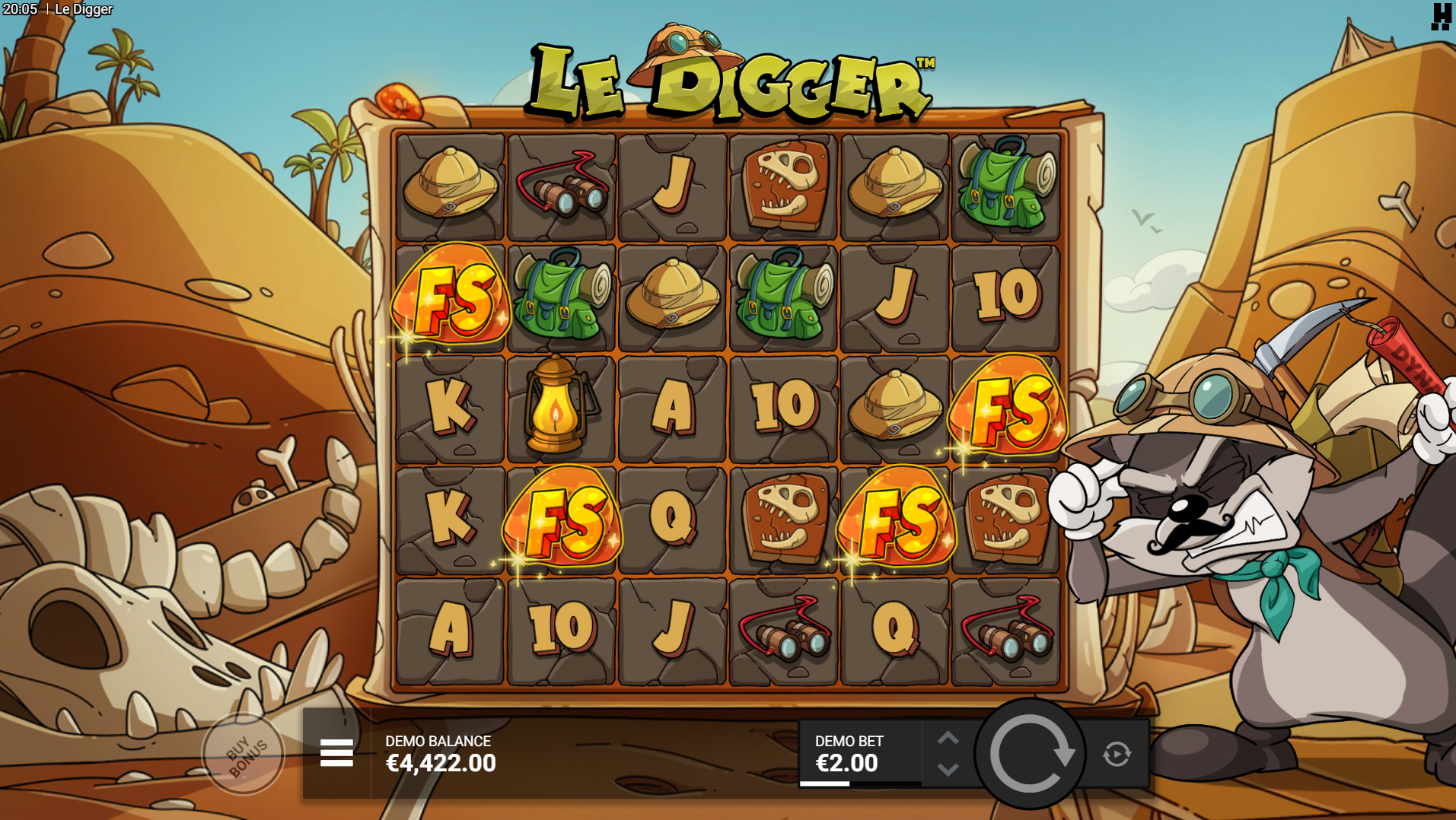 Le Digger Dig It bonus game feature with blast bar