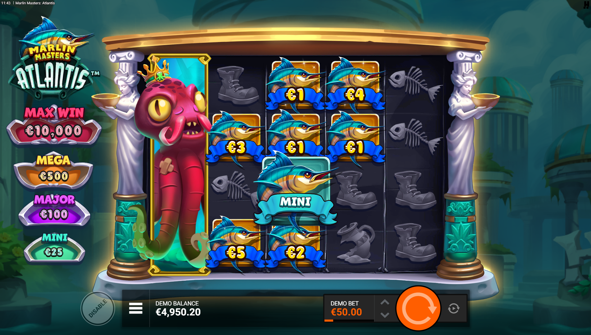 Marlin Masters Atlantis Kraken Collector feature activating on the reels