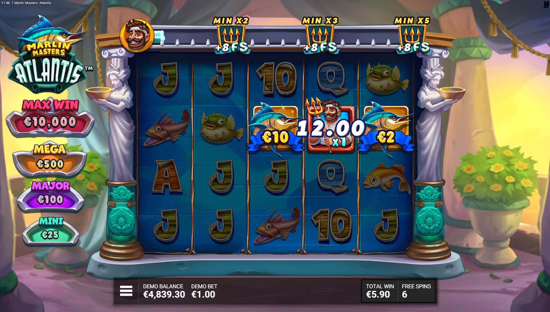 Marlin Masters Atlantis Free Spins bonus round in play