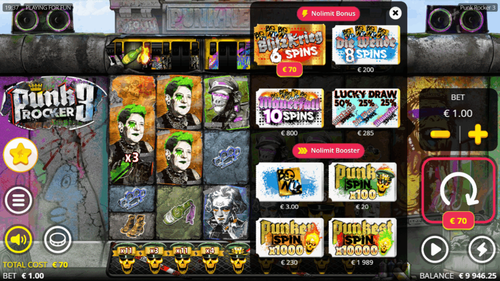 Punk Rocker 3 Nolimit Booster & Bonus Buy