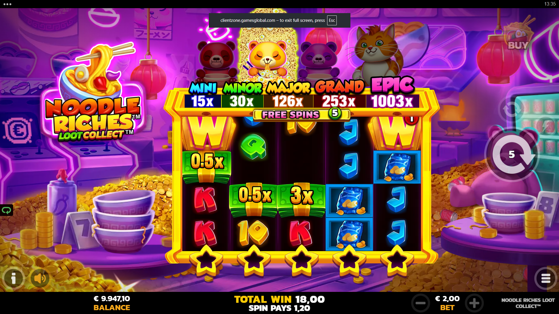 Noodle Riches Loot Collect cascade feature