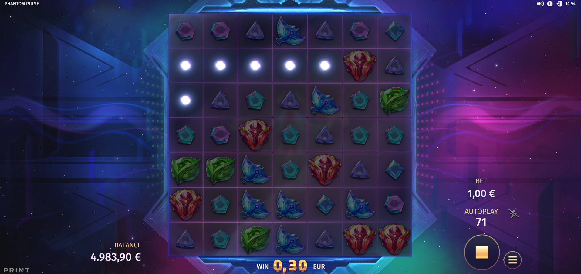 Phantom Pulse morphing cluster activation with grid multipliers visible