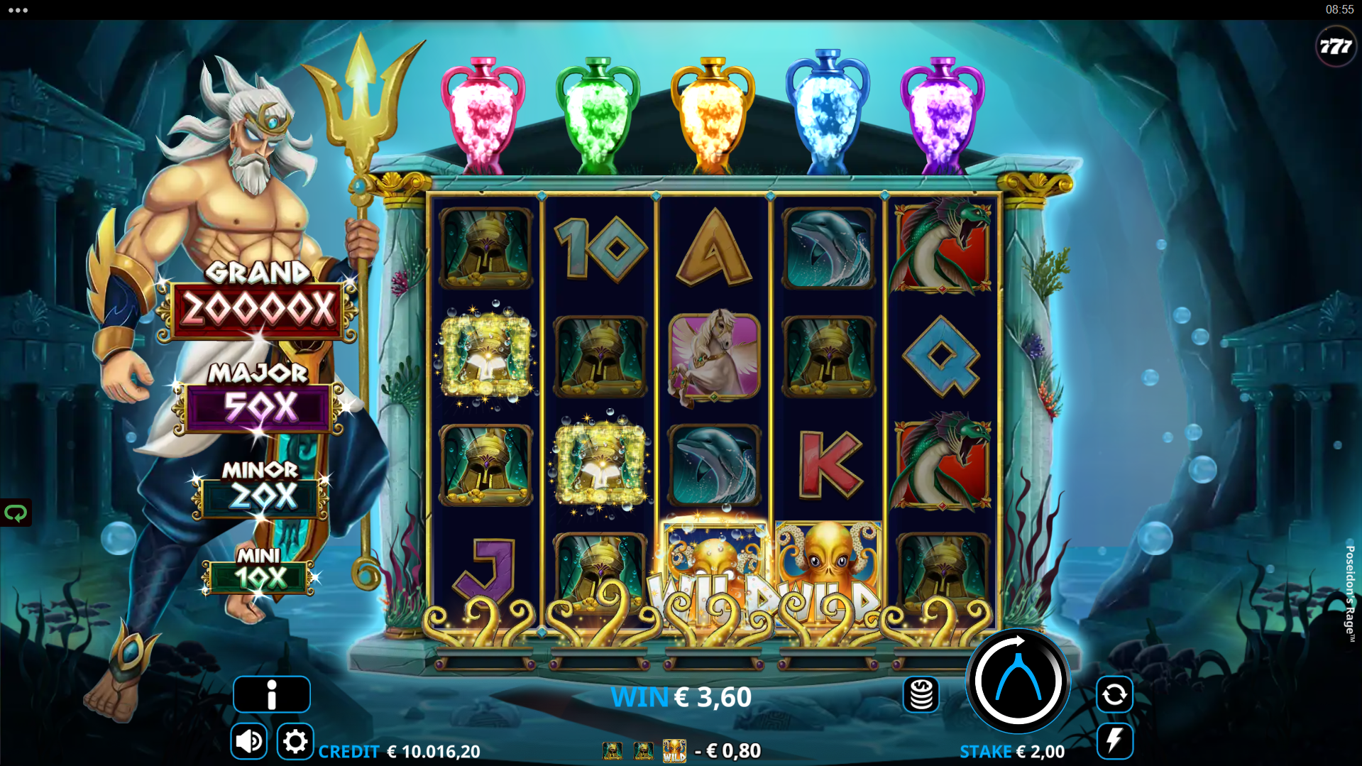 Poseidon's Rage 20 paylines layout