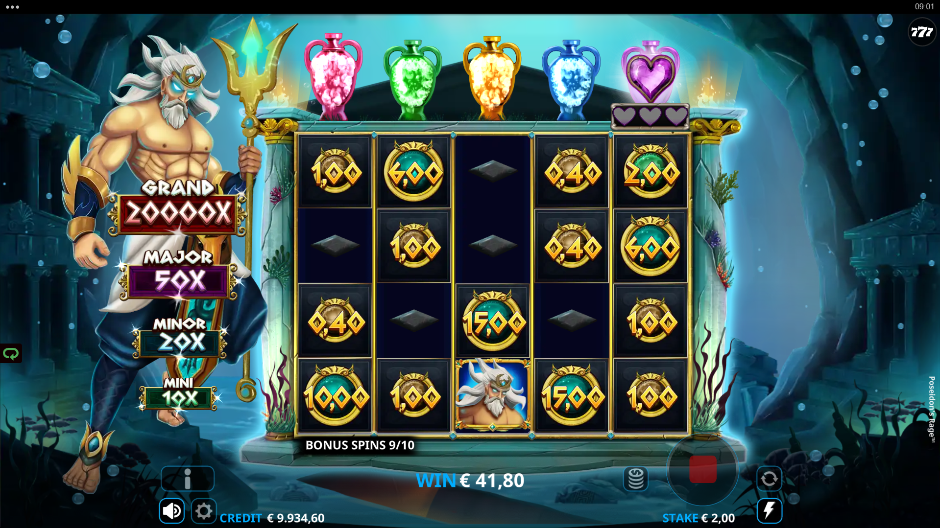 Poseidon's Rage free spins bonus feature