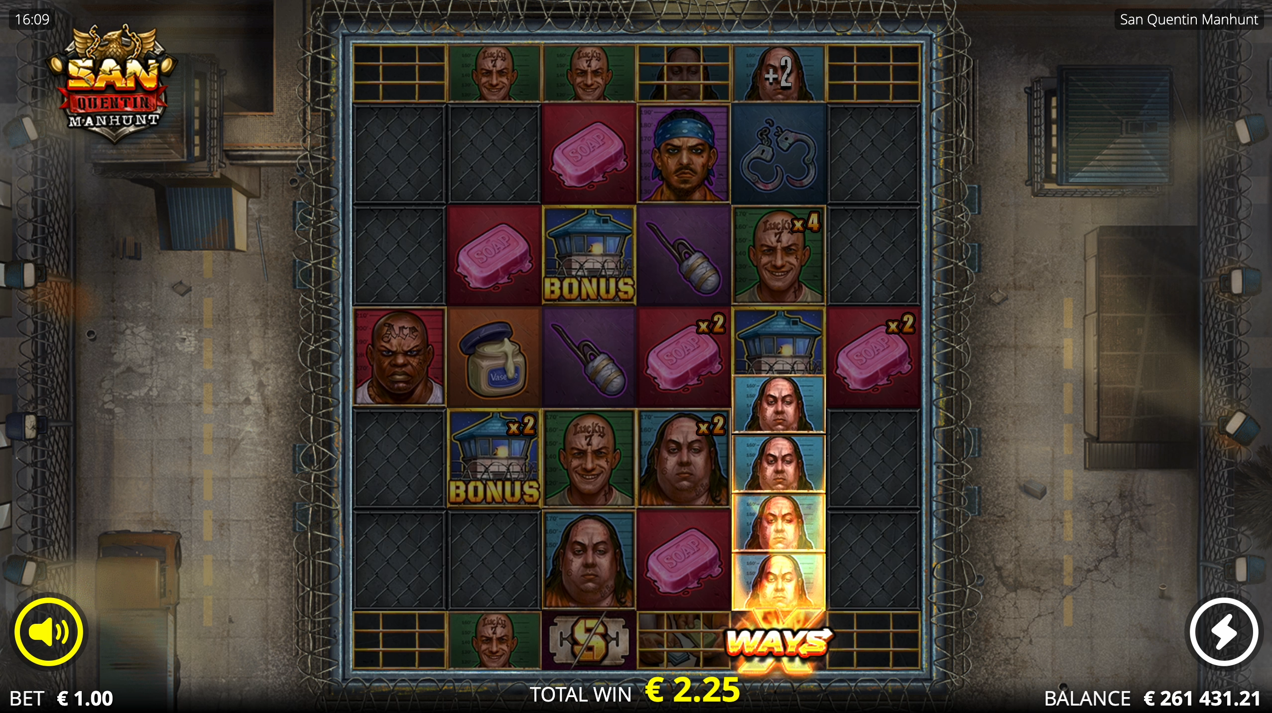 San Quentin Manhunt xWays feature expanding and revealing multiple same symbols