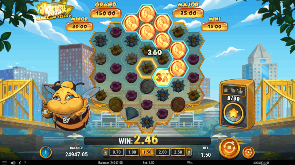 Honey Rush Black and Yellow Walking Wild Multiplier