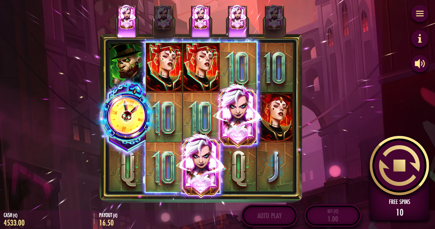 Alice: Time Rift Super Bonus Round - Free Spins feature with Expanding Wins
