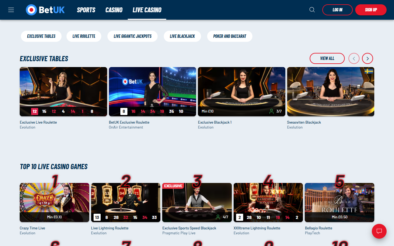 Bet UK Casino live screenshot
