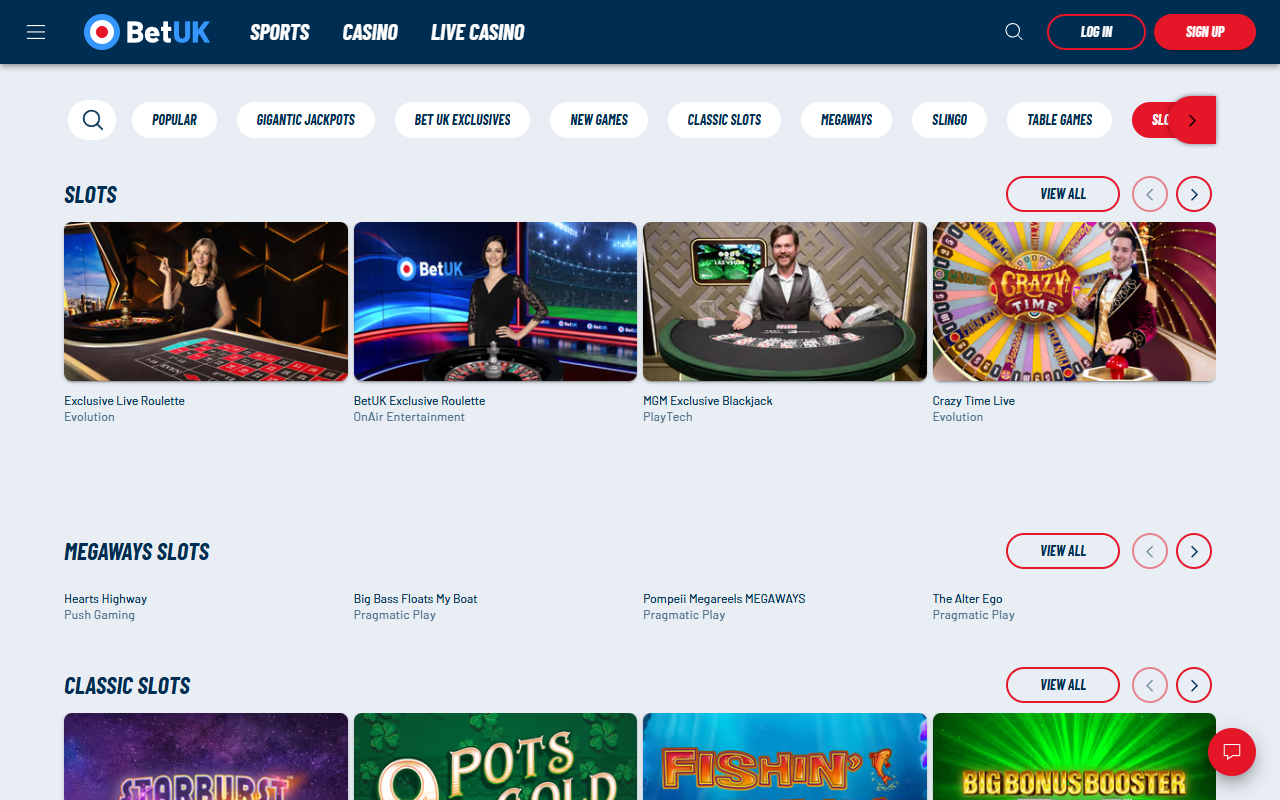 Bet UK Casino slots screenshot