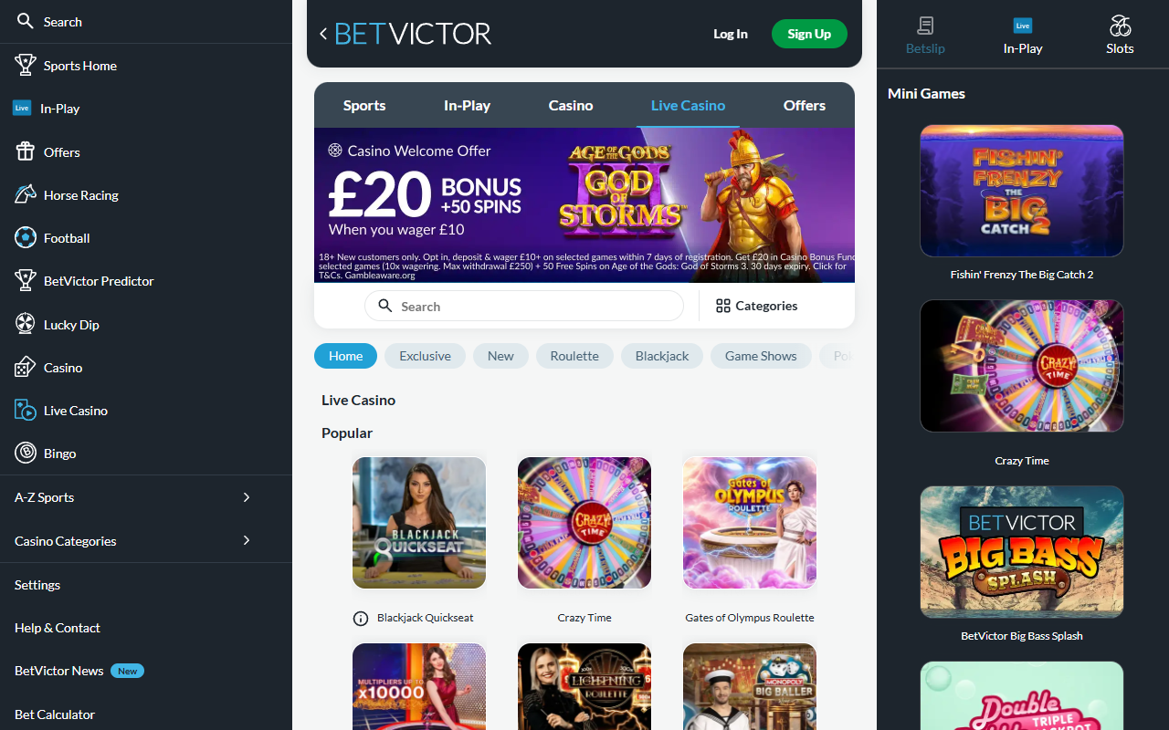 Betvictor live screenshot