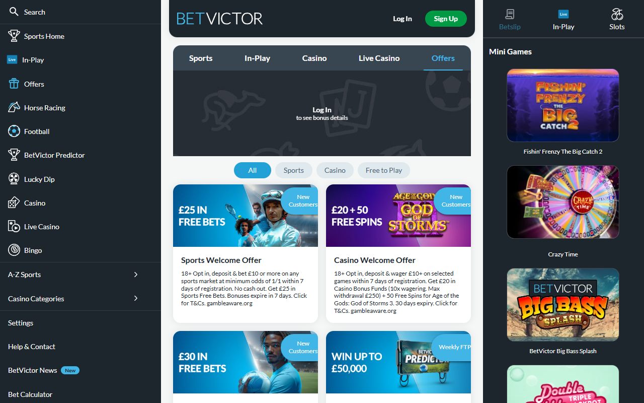Betvictor promotions screenshot