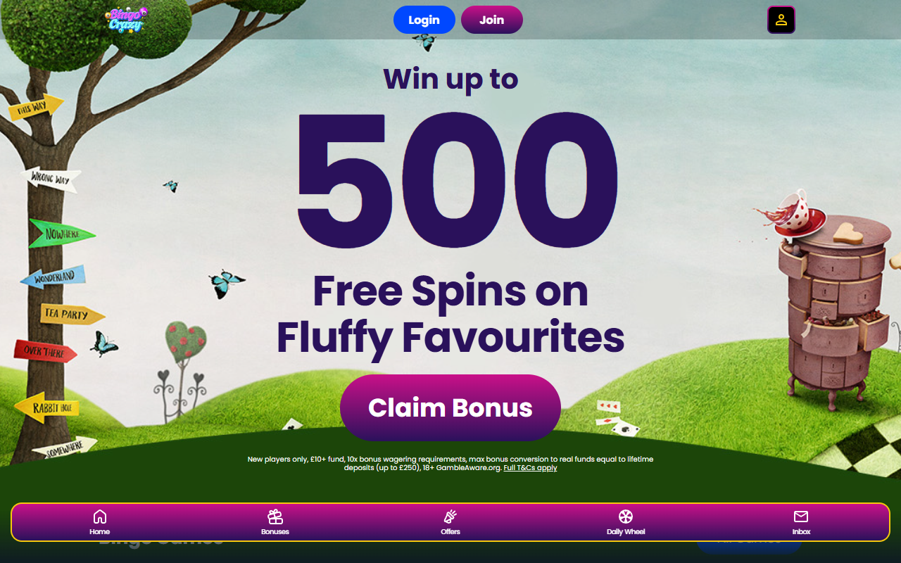 Bingo Crazy homepage screenshot
