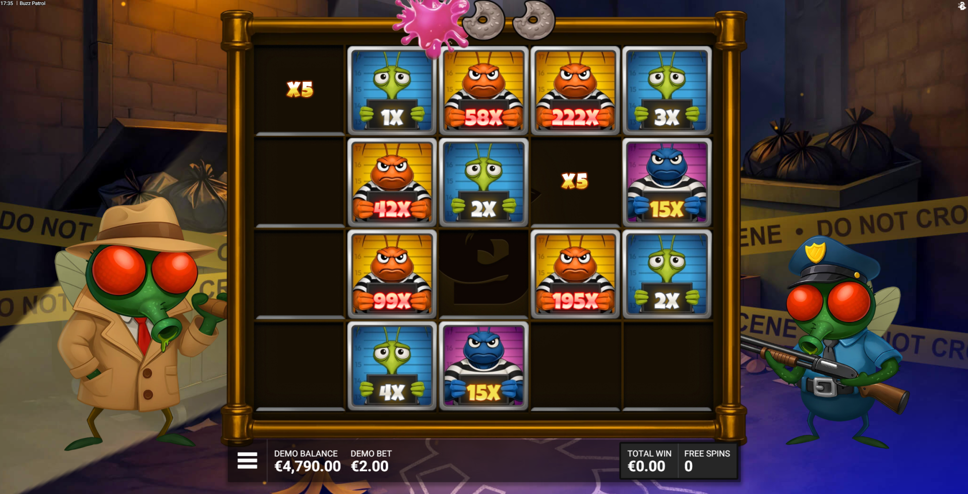 Buzz Patrol The Big Bust bonus game Hold and Win feature