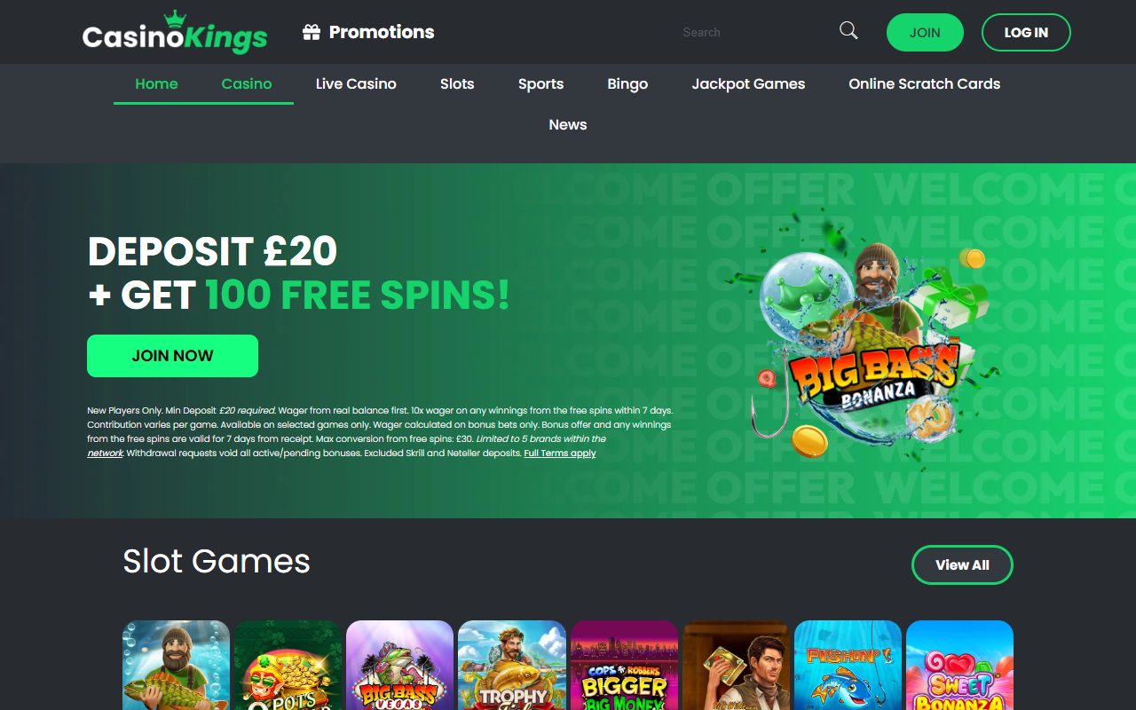 Casino Kings homepage screenshot